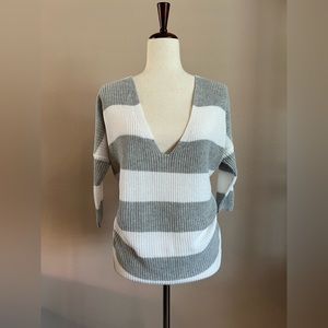 Express sweater, gray and white striped slouchy, size Medium